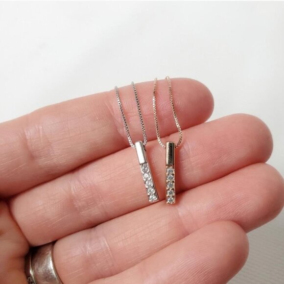 Sterling Silver Pendant Bar Necklace - Picture 9 of 11